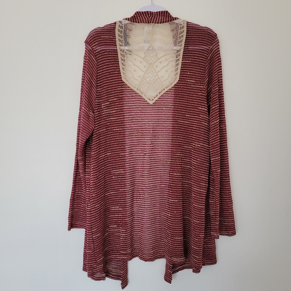 M.Fasis Crochet Panel Boho Light Weight‎ Cardigan 2X
